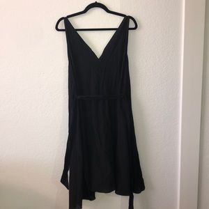 Classy Black Linen Dress with Tie